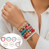 Christmas Beaded Santa Claus Gift Colorful Polymer Clay Bracelet