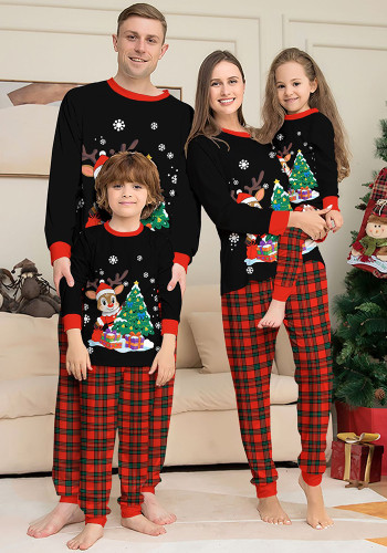 Christmas Family Matching Christmas Tree Reindeer Plaid Pajamas Set