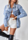 Women's Style Pearl Beaded Button Denim Jacket