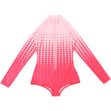 Women's Autumn Winter Fashion Print Long Sleeve Stand Collar Zipper Slim Jumpsuit