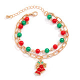 Christmas Beaded Santa Claus Gift Colorful Polymer Clay Bracelet