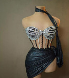 Women See-Through Strapless Top and Skirt Two-Piece Set