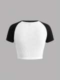 Women Round Neck Short-Sleeved Butterfly T-Shirt Top