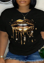 Women Round Neck Print Short-Sleeved T-Shirt Women Round Neck Print Short-Sleeved T-Shirt