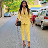 Women Casual Long Sleeve Blazer and Pant Two-Piece Set