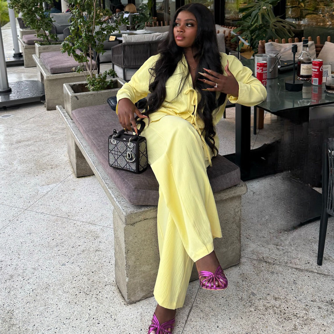 Women Casual Solid Pleated Bow Top and Solid Pant Two-Piece Set