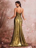 Women Elegant Pleated Evening Dress