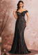 Women Elegant Sequin Patchwork V-Neck Off-Shoulder Evening Dress