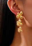 Women Metal Flower Earrings Four-Petal Formal Party Tassel Earrings