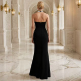 Women Rhinestone Sequin Embellished Formal Party Bandage Dress