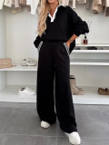 Women Fall/Winter Top and Wide-Leg Pants Two-Piece Set