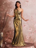 Women Elegant Pleated Evening Dress