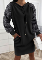 Women Sequin Patchwork Hoodie Dress Women Sequin Patchwork Hoodie Dress