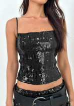 Women Elegant Sequined Camisole Top