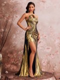 Women Elegant Pleated Evening Dress