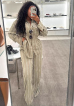 Plus-Size African Women Casual Turndown Collar Long-Sleeved Shirt and Casual Pants Two-Piece Set Plus-Size African Women Casual Turndown Collar Long-Sleeved Shirt and Casual Pants Two-Piece Set