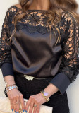 Women Black Lace Patchwork Top