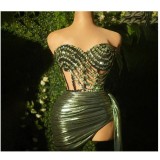 Women See-Through Strapless Top and Skirt Two-Piece Set