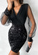Women V-Neck Mesh Patchwork Dress