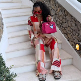 Plus Size African Women Elegant Printed Shirt and Pants Two-Piece Set