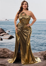 Plus Size Women Elegant Pleated Evening Dress