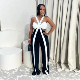 Women Sexy Strapless Casual Wide-Leg Dress Jumpsuit
