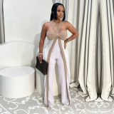 Women Sexy Strapless Casual Wide-Leg Dress Jumpsuit