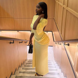 Women Backless Sexy Pleated Off-Shoulder Lace-Up Bodycon Dress