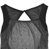 Women Sexy Mesh Beaded Backless Dress