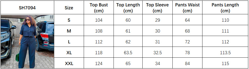 Plus Size African Women Short Sleeve Turndown Collar Shirt and Pants Casual Two-Piece Set