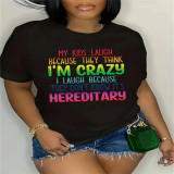 Women Round Neck Print Short-Sleeved T-Shirt