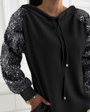 Women Sequin Patchwork Hoodie Dress