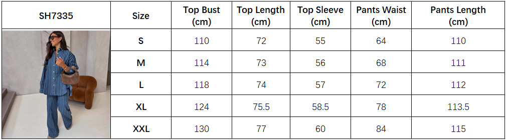 Plus Size African Women Long Sleeve Casual Turndown Collar Striped Shirt and Pants Two-Piece Set