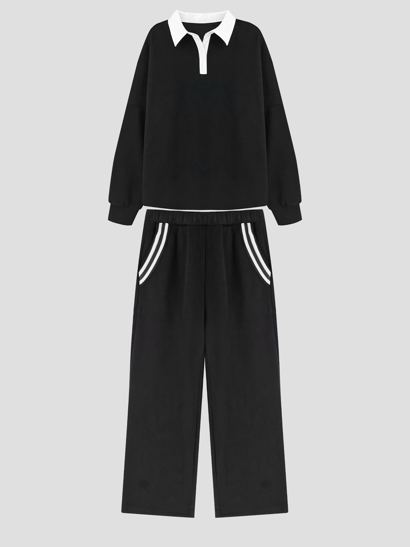 Women Fall/Winter Top and Wide-Leg Pants Two-Piece Set