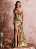 Women Elegant Pleated Evening Dress