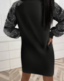 Women Sequin Patchwork Hoodie Dress