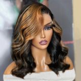 Women's Fashion Synthetic Body Wave Wig Brown Side-Parted Bob