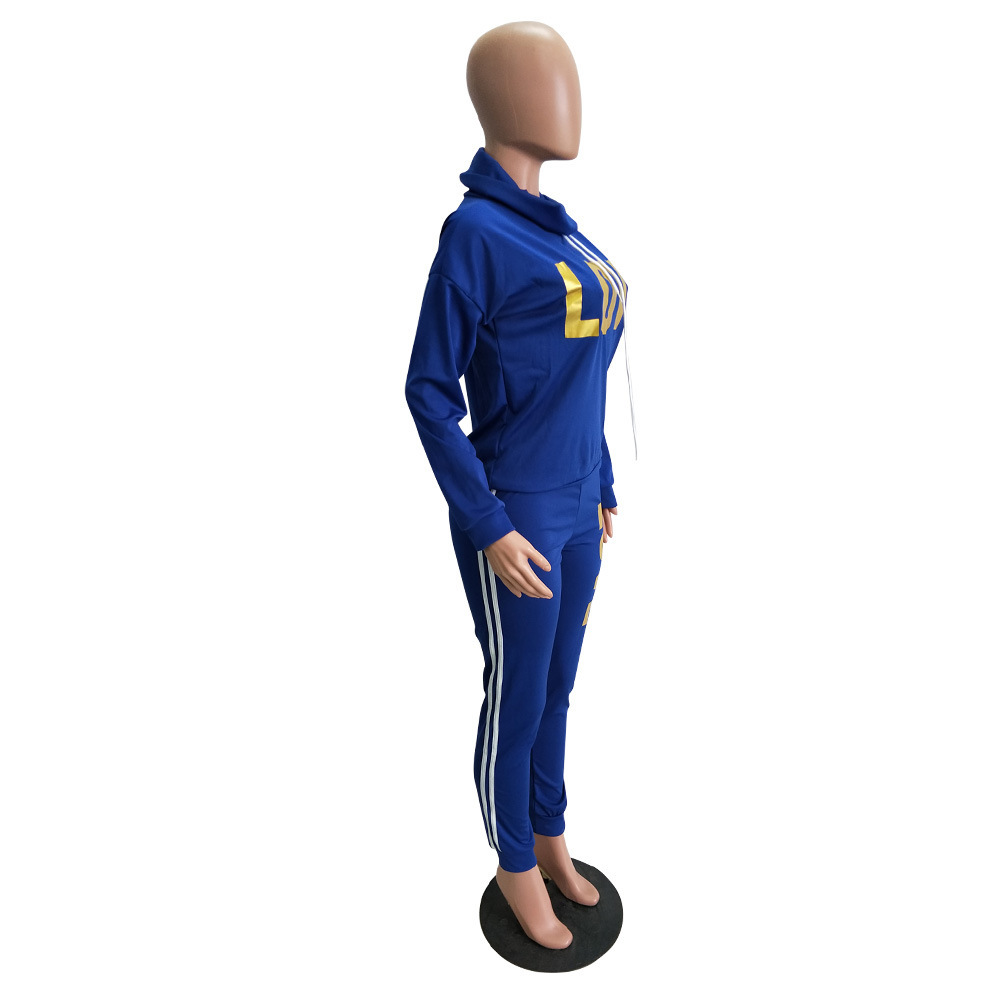 Women's Shiny Letter High-Neck Sportswear Set