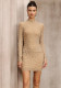 Women's Fashion Sexy Fringe Rhinestone Mesh Pearl Bodycon Dress