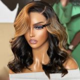Women's Fashion Synthetic Body Wave Wig Brown Side-Parted Bob