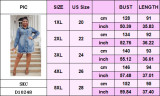 Plus Size Women's Turndown Collar Long Sleeve Short Denim Fashion Shirt Dress