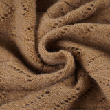 Women's Retro Solid High-Neck Cut-Out Bat Sleeve Slim Waist Knit Top