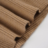 Women's Retro Solid High-Neck Cut-Out Bat Sleeve Slim Waist Knit Top