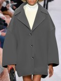 Autumn/Winter Women's Chic Turndown Collar Wool Blend Coat