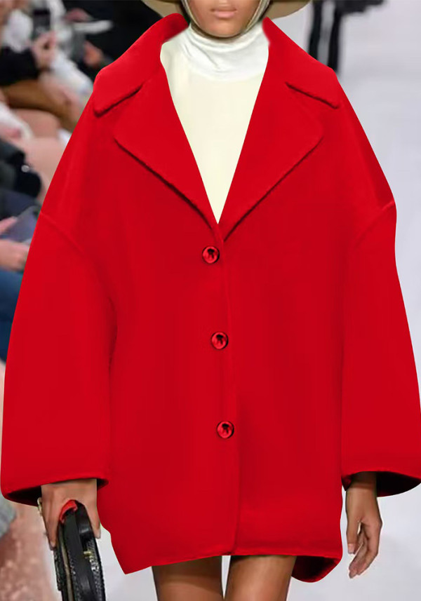 Autumn/Winter Women's Chic Turndown Collar Wool Blend Coat