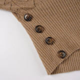 Women's Retro Solid High-Neck Cut-Out Bat Sleeve Slim Waist Knit Top