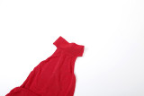 Autumn Women's Fashion Solid Sexy Sleeveless Halter Neck Low Back Bodycon Dress