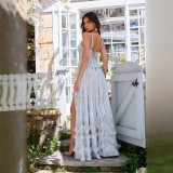 Summer Women's Beach Holiday Strap Slim Waist Maxi Dress