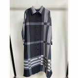 Women's African Single-Breast Plus Size Fashion Plaid British Chic Shirt Dress