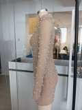 Women's Fashion Sexy Fringe Rhinestone Mesh Pearl Bodycon Dress